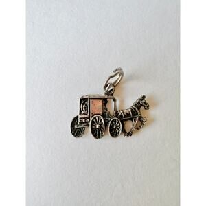 Vintage Sterling Silver Horse Drawn Buggy Carriage Charm Pendant